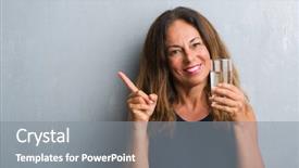  Presentation with drinking water - Amazing PPT theme having woman drinking glass of water backdrop and a gray colored foreground