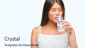  Presentation with child drinking water from glass - Slide deck consisting of woman drinking glass of water background and a  colored foreground