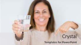  Presentation with drinking glass - Amazing theme having woman drinking glass of water backdrop and a soft green colored foreground