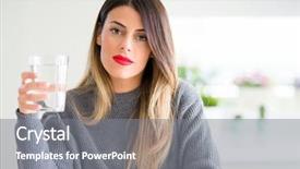  Presentation with child drinking water from glass - Beautiful PPT theme featuring woman drinking glass of water backdrop and a  colored foreground