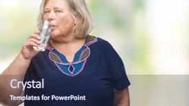  Presentation with child drinking water from glass - Presentation design with woman drinking glass of water background and a navy blue colored foreground