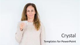  Presentation with drinking glass - Theme with woman drinking glass of water background and a sky blue colored foreground