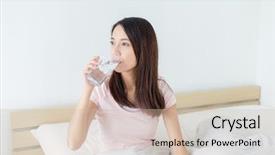  Presentation with drinking water - Amazing theme having woman drinking glass of water backdrop and a soft green colored foreground