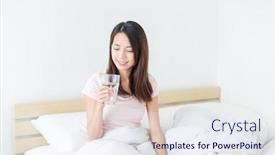  Presentation with drinking glass - Cool new theme with woman drinking glass of water backdrop and a sky blue colored foreground