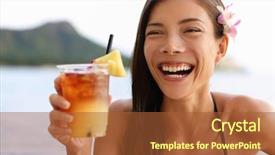  Presentation with honolulu hawaii waikiki beach - Audience pleasing presentation theme consisting of woman drinking mai tai hawaiian backdrop and a red colored foreground