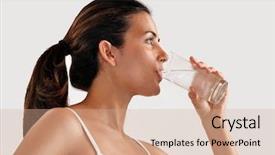  Presentation with mineral - Slides enhanced with woman drinking mineral water glass background and a coral colored foreground