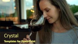  Presentation with wine tasting - Presentation theme enhanced with woman-drinking-red-wine background and a wine colored foreground