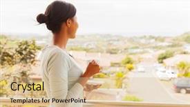  Presentation with back ground hvac - Audience pleasing slide set consisting of woman drinking tea on balcony backdrop and a lemonade colored foreground