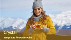  Presentation with high tea - Beautiful presentation featuring woman drinking tea backdrop and a tawny brown colored foreground