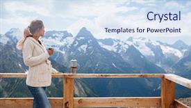  Presentation with high tea - Beautiful slide deck featuring woman drinking warm tea backdrop and a sky blue colored foreground