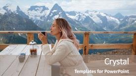  Presentation with high tea - Cool new slide deck with woman drinking warm tea backdrop and a coral colored foreground