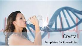  Presentation with dna structure - Cool new slide set with woman drinking water against dna backdrop and a light blue colored foreground