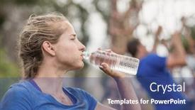  Presentation with boot camp - Slide deck having woman-drinking-water-from-bottle background and a ocean colored foreground