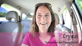  Presentation with self driving - Presentation theme consisting of woman drinking water while driving background and a coral colored foreground