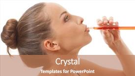  Presentation with blood test - Presentation consisting of woman drinks red liquid or blood from a test tube isolated on white background and a coral colored foreground
