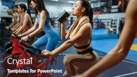  Presentation with stationary - Beautiful slide deck featuring woman-drinks-water backdrop and a tawny brown colored foreground