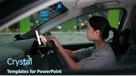  Presentation with mobile use - Colorful presentation theme enhanced with woman-drive-her-car backdrop and a wine colored foreground