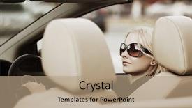  Presentation with self driving car - Cool new presentation with woman driving a convertible car backdrop and a coral colored foreground