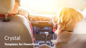  Presentation with golden car - Theme featuring woman-driving-car-with-golden background and a tawny brown colored foreground
