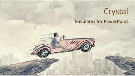  Presentation with driving - Colorful presentation theme enhanced with woman driving drawn funny car backdrop and a  colored foreground