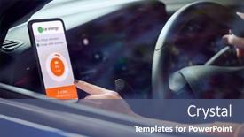  Presentation with electric cable - Slide set having woman-driving-electric-car background and a ocean colored foreground