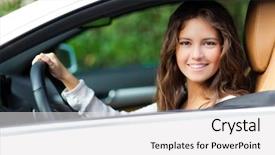  Presentation with driving - Amazing PPT layouts having woman driving her car backdrop and a white colored foreground