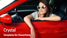  Presentation with sports car - Cool new slides with woman driving her red sports backdrop and a crimson colored foreground