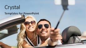  Presentation with car picture - Cool new slide deck with woman driving in cabriolet car backdrop and a  colored foreground