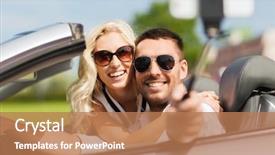  Presentation with car picture - PPT theme having woman driving in cabriolet car background and a  colored foreground