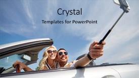  Presentation with car picture - Colorful PPT layouts enhanced with woman driving in cabriolet car backdrop and a  colored foreground