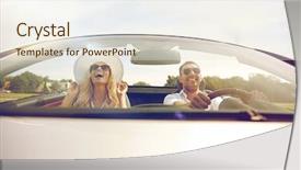  Presentation with road trip - Beautiful PPT layouts featuring woman driving in cabriolet car backdrop and a lemonade colored foreground