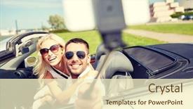  Presentation with self driving - Amazing theme having woman driving in cabriolet car backdrop and a cream colored foreground