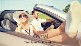  Presentation with road trip signs - Slides enhanced with woman driving in cabriolet car background and a coral colored foreground