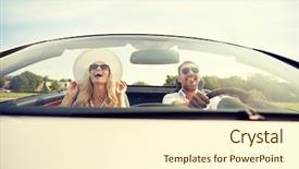  Presentation with road trip cars - PPT layouts with woman driving in cabriolet car background and a cream colored foreground