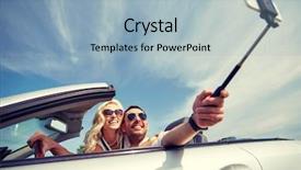  Presentation with car picture - Amazing PPT theme having woman driving in cabriolet car backdrop and a light blue colored foreground