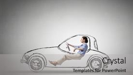  Presentation with old car - Audience pleasing PPT layouts consisting of woman driving old styled drawn car mixed media backdrop and a light gray colored foreground