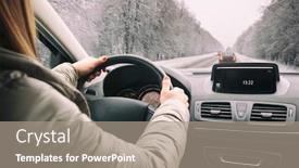  Presentation with driving road - Audience pleasing slides consisting of woman driving the car backdrop and a coral colored foreground