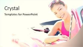  Presentation with vintage retro - Theme consisting of driving vintage retro convertible car background and a white colored foreground