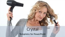  Presentation with real woman hair texture human - Audience pleasing slides consisting of woman drying hair backdrop and a light blue colored foreground