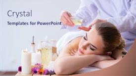  Presentation with spa - Presentation design having woman during massage session in spa background and a sky blue colored foreground