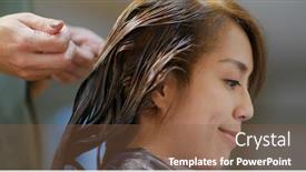  Presentation with hair salon - PPT theme enhanced with woman-dye-her-hair background and a tawny brown colored foreground