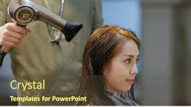  Presentation with hair salon - Slides consisting of woman-dye-her-hair background and a tawny brown colored foreground