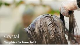  Presentation with hair salon - Audience pleasing PPT theme consisting of woman-dye-her-hair backdrop and a tawny brown colored foreground