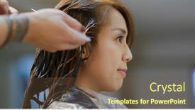  Presentation with hair salon - Audience pleasing presentation theme consisting of woman-dye-her-hair backdrop and a tawny brown colored foreground