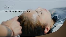  Presentation with hair salon - PPT theme featuring woman-dye-her-hair background and a light gray colored foreground