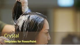  Presentation with hair salon - Presentation design enhanced with woman-dye-her-hair background and a tawny brown colored foreground