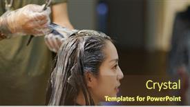  Presentation with beauty salon design - Presentation consisting of woman-dye-her-hair background and a tawny brown colored foreground