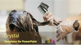  Presentation with hair salon - Amazing presentation theme having woman-dye-her-hair backdrop and a tawny brown colored foreground