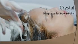  Presentation with hair salon - Colorful slide set enhanced with woman-dye-her-hair backdrop and a light blue colored foreground