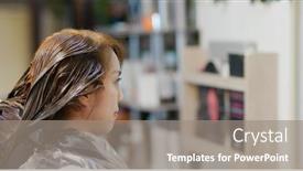  Presentation with hair salon - Presentation design enhanced with woman-dye-her-hair background and a gray colored foreground